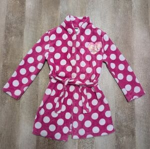 Disney Girls Pink Polka Dot Kids Robe Pajamas Size 7/8
